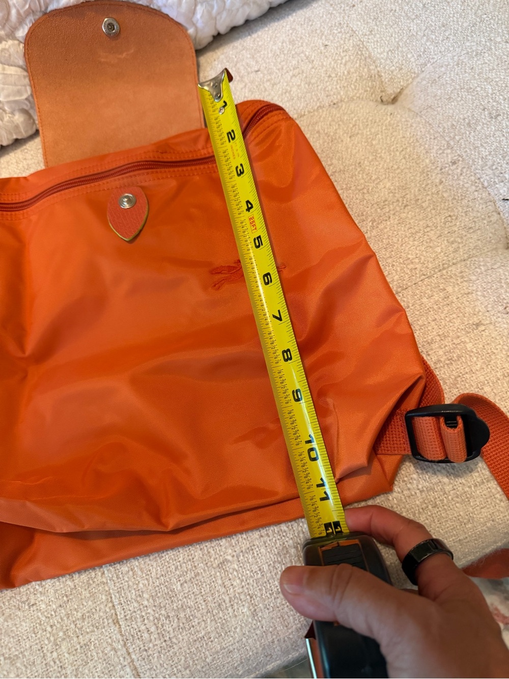 Longchamp Orange Le Pliage Recycled Canvas Backpack - Picture 8 of 12